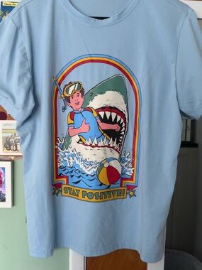 Stay Positive Light Blue Men’s Graphic Tee